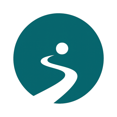 Ein Logo zeigt einen Weg zu einem Punkt